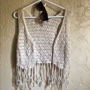 Ivory Beautiful rose knitted summer vest by lost